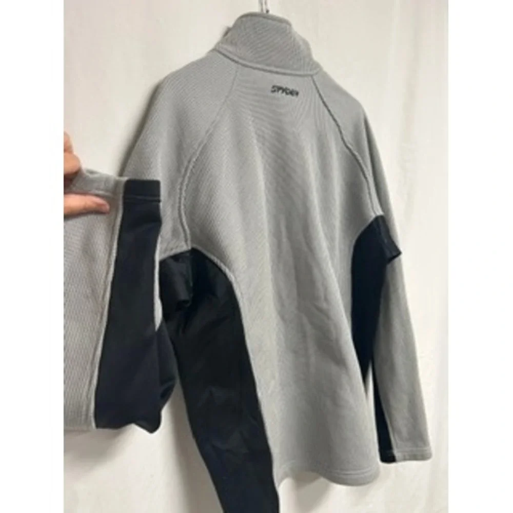 Spyder Core Sweater Mens Large Grey Black 1/4 Zip Pullover‎ Fleece Lined Jacket